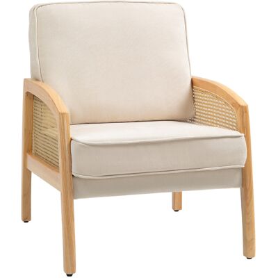 Homcom Butaca de Estilo Moderno con Apoyabrazos de Ratán Sintético Asiento de Espuma y Cojín Extraíble 67x75x88 cm Beige Homcom Butaca de Estilo Moderno con Apoyabrazos de Ratán Sintético Asiento de Espuma y Cojín Extraíble 67x75x88 cm Beige