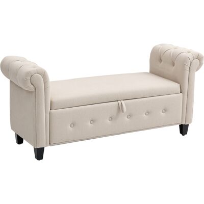 Homcom Banqueta de Almacenaje con Reposabrazos Enrollados para Dormitorio Salón Pasillo 146,5x49x74,5 cm Beige Homcom Banqueta de Almacenaje con Reposabrazos Enrollados para Dormitorio Salón Pasillo 146,5x49x74,5 cm Beige