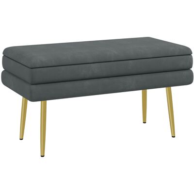 Homcom Baúl de Almacenaje para Dormitorio 30L Tapizado en Terciopelo con Patas de Acero 79,5x37,5x43 cm Gris Oscuro Homcom Baúl de Almacenaje para Dormitorio 30L Tapizado en Terciopelo con Patas de Acero 79,5x37,5x43 cm Gris Oscuro