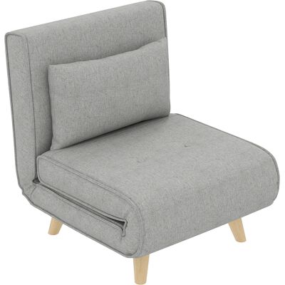 Homcom Sillón Cama Plegable Tapizado en Lino Sintético con Respaldo Ajustable en 6 Posiciones y Almohada 72x78x79 cm Gris Homcom Sillón Cama Plegable Tapizado en Lino Sintético con Respaldo Ajustable en 6 Posiciones y Almohada 72x78x79 cm Gris