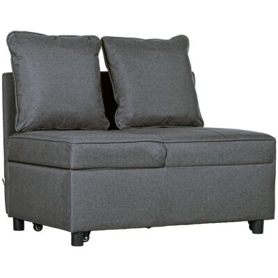 Homcom Sofá Cama de 1 Plaza con Respaldo Ajustable Sillón Cama Individual con Almohadas para Dormitorio Apartamento Gris Homcom Sofá Cama de 1 Plaza con Respaldo Ajustable Sillón Cama Individual con Almohadas para Dormitorio Apartamento Gris