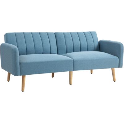 Homcom Sofá Cama de 3 Plazas Tapizado en Lino Sintético con Respaldo Ajustable y Reposabrazos Desmontables 173x75x73 cm Azul Aosom España Homcom Sofá Cama de 3 Plazas Tapizado en Lino Sintético con Respaldo Ajustable y Reposabrazos Desmontables 173x75x73 cm Azul Aosom España