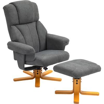 Homcom Sillón ajustable con reposapiés con respaldo alto y marco de madera para sala de estar, dormitorio, Gris oscuro Aosom España Homcom Sillón ajustable con reposapiés con respaldo alto y marco de madera para sala de estar, dormitorio, Gris oscuro Aosom España