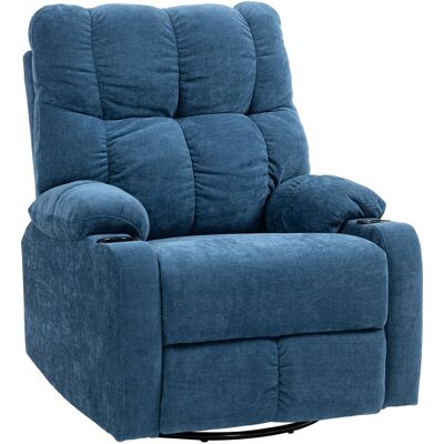Homcom Sillón reclinable con reposapiés butaque giratorio hasta 150 kg marco de acero 88x96x108 cm Azul oscuro Aosom España Homcom Sillón reclinable con reposapiés butaque giratorio hasta 150 kg marco de acero 88x96x108 cm Azul oscuro Aosom España