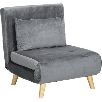 Sofá cama de terciopelo gris HOMCOM con respaldo ajustable - Sofá cama Sofá cama de terciopelo gris HOMCOM con respaldo ajustable - Sofá cama