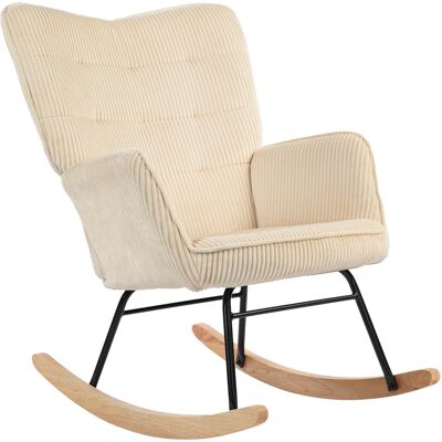 Homcom Sillón Mecedora Vintage con Balancines Curvados y Acolchado Grueso Madera de Haya y Acero Beige Aosom España Homcom Sillón Mecedora Vintage con Balancines Curvados y Acolchado Grueso Madera de Haya y Acero Beige Aosom España