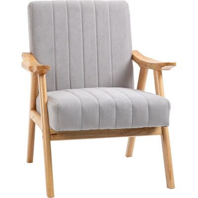 Homcom Sillón en Diseño Escandinavo Terciopelo Madera maciza; 68x74x82 cm Natural + Gris Aosom España Homcom Sillón en Diseño Escandinavo Terciopelo Madera maciza; 68x74x82 cm Natural + Gris Aosom España