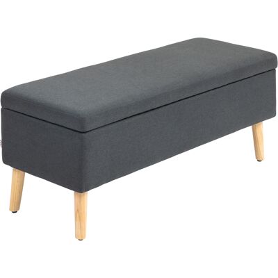 Homcom Banco de almacenamiento con tapizado banco de lino madera de caucho 110x39x45 cm Gris Oscuro Aosom España Homcom Banco de almacenamiento con tapizado banco de lino madera de caucho 110x39x45 cm Gris Oscuro Aosom España