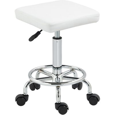Homcom Taburete Giratorio Ajustable Con Asiento Acolchado Reposapiés y Ruedas para Salones y Talleres 34x34x50-66 cm Blanco Homcom Taburete Giratorio Ajustable Con Asiento Acolchado Reposapiés y Ruedas para Salones y Talleres 34x34x50-66 cm Blanco