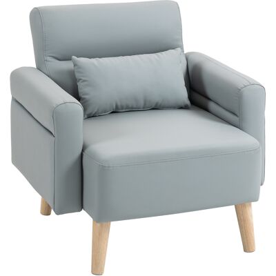 Homcom Sillón Tapizado en Cuero Sintético Respaldo con Costuras y Patas de Madera para Salón o Dormitorio 77x78x78 cm Gris Homcom Sillón Tapizado en Cuero Sintético Respaldo con Costuras y Patas de Madera para Salón o Dormitorio 77x78x78 cm Gris