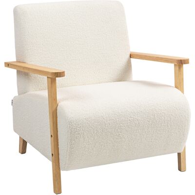 Homcom Sillón Nórdico de Borreguito Acolchado Grueso y Patas de Madera Asiento Amplio para Salón Dormitorio 74,5x76x78 cm Crema Homcom Sillón Nórdico de Borreguito Acolchado Grueso y Patas de Madera Asiento Amplio para Salón Dormitorio 74,5x76x78 cm Crema