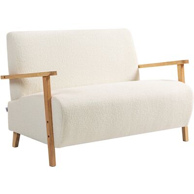 Homcom Sofá de 2 Plazas Tapizado en Borreguito 118 cm con Acolchado Grueso Reposabrazos y Patas de Madera Crema Homcom Sofá de 2 Plazas Tapizado en Borreguito 118 cm con Acolchado Grueso Reposabrazos y Patas de Madera Crema