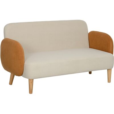 Homcom Sofá de 2 Plazas Tapizado en Terciopelo con Reposabrazos y Patas de Madera Sofá Pequeño Carga 240 kg 130x74x76 cm Crema Homcom Sofá de 2 Plazas Tapizado en Terciopelo con Reposabrazos y Patas de Madera Sofá Pequeño Carga 240 kg 130x74x76 cm Crema