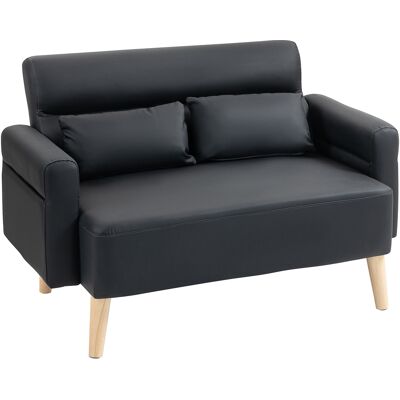 Homcom Sofá de 2 Plazas con Tapizado de Cuero Sintético Acolchado Grueso y Patas de Madera para Salón 117x78x78 cm Negro Homcom Sofá de 2 Plazas con Tapizado de Cuero Sintético Acolchado Grueso y Patas de Madera para Salón 117x78x78 cm Negro