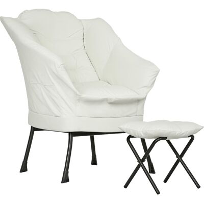 Homcom Sillón de Salón con Otomana Sillón de Relax con Bolsillos Laterales y Patas de Acero para Sala de Estar Dormitorio Crema Homcom Sillón de Salón con Otomana Sillón de Relax con Bolsillos Laterales y Patas de Acero para Sala de Estar Dormitorio Crema