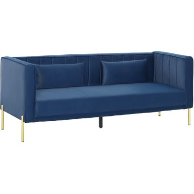Homcom Sofá de 3 Plazas con Tapizado Aterciopelado Estructura Reforzada y Patas Doradas para Salón 194,5x76x76 cm Azul Marino Homcom Sofá de 3 Plazas con Tapizado Aterciopelado Estructura Reforzada y Patas Doradas para Salón 194,5x76x76 cm Azul Marino