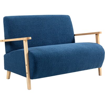 Homcom Sofá de 2 Plazas Tapizado en Borreguito 118 cm con Acolchado Grueso Reposabrazos y Patas de Madera Azul Oscuro Homcom Sofá de 2 Plazas Tapizado en Borreguito 118 cm con Acolchado Grueso Reposabrazos y Patas de Madera Azul Oscuro