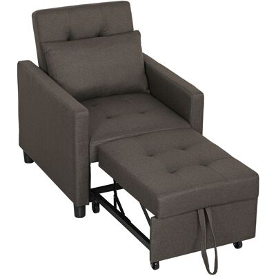 Homcom Sofá Cama de 1 Plaza Tapizado en Lino con Respaldo Ajustable de 3 Niveles y Almohada Acolchada 69x82,5x84 cm Marrón Homcom Sofá Cama de 1 Plaza Tapizado en Lino con Respaldo Ajustable de 3 Niveles y Almohada Acolchada 69x82,5x84 cm Marrón