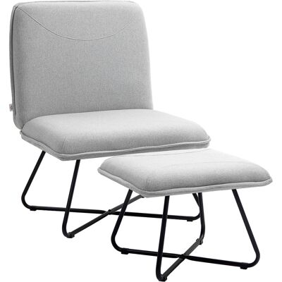 HOMCOM - ButacaReposapiés - Gris claro - Armchair HOMCOM - ButacaReposapiés - Gris claro - Armchair
