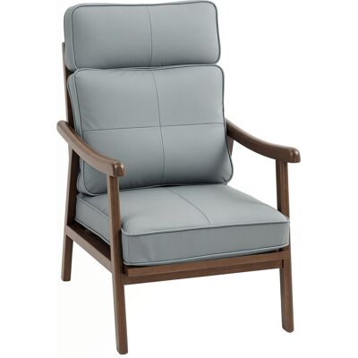 Homcom Sillón de Salón Tapizado en PU con Marco de Madera Cojines Acolchados Gruesos Gris y Madera Nogal Homcom Sillón de Salón Tapizado en PU con Marco de Madera Cojines Acolchados Gruesos Gris y Madera Nogal