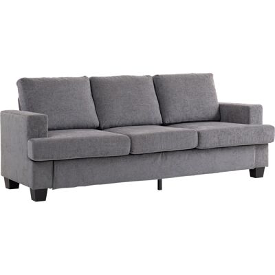 Homcom Sofá de 3 Plazas Tapizado en Chenilla Acolchado Grueso Estructura de Acero Diseño Moderno 213x80x90 cm Gris Homcom Sofá de 3 Plazas Tapizado en Chenilla Acolchado Grueso Estructura de Acero Diseño Moderno 213x80x90 cm Gris