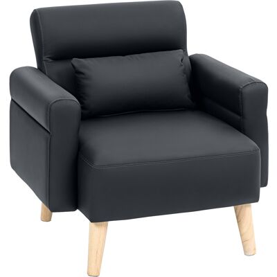 Homcom Sillón Tapizado en Cuero Sintético Respaldo con Costuras y Patas de Madera para Salón o Dormitorio 77x78x78 cm Negro Homcom Sillón Tapizado en Cuero Sintético Respaldo con Costuras y Patas de Madera para Salón o Dormitorio 77x78x78 cm Negro