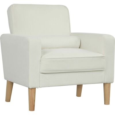 Homcom Butaca de Salón Tapizado en Terciopelo Sillón de Lectura con Asiento con Botones y Patas de Madera para Dormitorio Crema Homcom Butaca de Salón Tapizado en Terciopelo Sillón de Lectura con Asiento con Botones y Patas de Madera para Dormitorio Crema