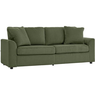 Homcom Sofá de 3 Plazas Tapizado en Pana con 2 Almohadas Reposabrazos y Cojín de Muelles 212x80x88 cm Verde Aosom España Homcom Sofá de 3 Plazas Tapizado en Pana con 2 Almohadas Reposabrazos y Cojín de Muelles 212x80x88 cm Verde Aosom España