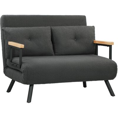 Homcom Sofá Cama Convertible 3 en 1 Sillón Cama 2 Plazas Plegable Respaldo Ajustable de 5 Niveles Almohadas 102x73x81cm Gris Homcom Sofá Cama Convertible 3 en 1 Sillón Cama 2 Plazas Plegable Respaldo Ajustable de 5 Niveles Almohadas 102x73x81cm Gris