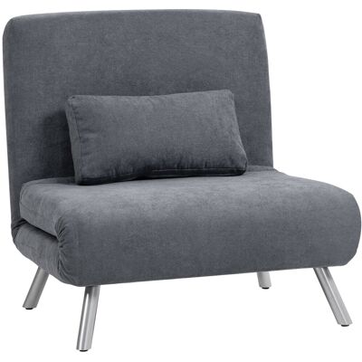 Homcom Sillón tapizado con función de cama diseño 2 en 1 sillón cama cama de invitados tela de terciopelo con cojín Gris oscuro Aosom España Homcom Sillón tapizado con función de cama diseño 2 en 1 sillón cama cama de invitados tela de terciopelo con cojín Gris oscuro Aosom España