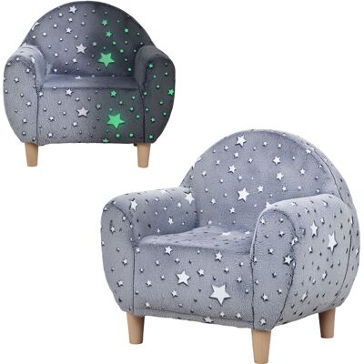 AIYAPLAY Sofá Infantil con Diseño de Estrellas que Brillan en la Oscuridad Tejido Suave de Terciopelo 55x40x55 cm Gris AIYAPLAY Sofá Infantil con Diseño de Estrellas que Brillan en la Oscuridad Tejido Suave de Terciopelo 55x40x55 cm Gris