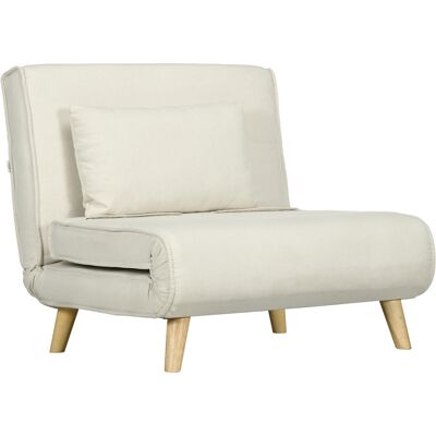 Homcom Sillón Cama Individual 2 en 1 Sofá Cama Plegable Respaldo Ajustable Cojín para Sala Dormitorio Beige Aosom España Homcom Sillón Cama Individual 2 en 1 Sofá Cama Plegable Respaldo Ajustable Cojín para Sala Dormitorio Beige Aosom España