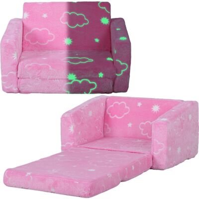 AIYAPLAY Sofá Infantil Plegable 2 en 1 Tapizado de Tela Luminosa con Patrón de Nubes Cojín y Funda Lavables Rosa Aosom España AIYAPLAY Sofá Infantil Plegable 2 en 1 Tapizado de Tela Luminosa con Patrón de Nubes Cojín y Funda Lavables Rosa Aosom España