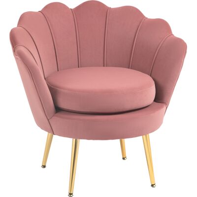 Homcom Butaca Tapizada en Terciopelo Butaca de Dormitorio con Respaldo en Forma de Concha y Patas Doradas 76x67x74 cm Rosa Homcom Butaca Tapizada en Terciopelo Butaca de Dormitorio con Respaldo en Forma de Concha y Patas Doradas 76x67x74 cm Rosa