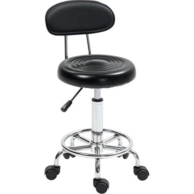 Homcom Taburete Giratorio con Respaldo y Ruedas Silla Ajustable para Salones de Belleza Estudio de Tatuajes 32x40x70-86cm Negro Homcom Taburete Giratorio con Respaldo y Ruedas Silla Ajustable para Salones de Belleza Estudio de Tatuajes 32x40x70-86cm Negro