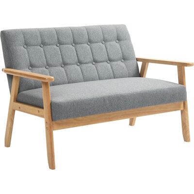 Homcom Sofá de 2 Plazas Tapizado en Lino con Reposabrazos de Madera Respaldo Acolchado Carga 250 kg Gris Claro Homcom Sofá de 2 Plazas Tapizado en Lino con Reposabrazos de Madera Respaldo Acolchado Carga 250 kg Gris Claro