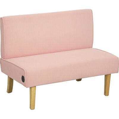 Homcom Sofá de 2 Plazas Tapizado en Pana con 2 Puertos USB 1 Puerto Tipo-C y Patas de Madera Carga 240 kg 110x60x85 cm Rosa Homcom Sofá de 2 Plazas Tapizado en Pana con 2 Puertos USB 1 Puerto Tipo-C y Patas de Madera Carga 240 kg 110x60x85 cm Rosa