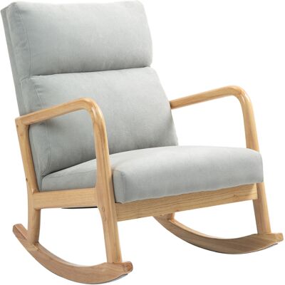 Homcom Mecedora Tapizada en Lino Silla Mecedora con Patas de Madera de Caucho y Reposabrazos Carga 150 kg Gris Aosom España Homcom Mecedora Tapizada en Lino Silla Mecedora con Patas de Madera de Caucho y Reposabrazos Carga 150 kg Gris Aosom España