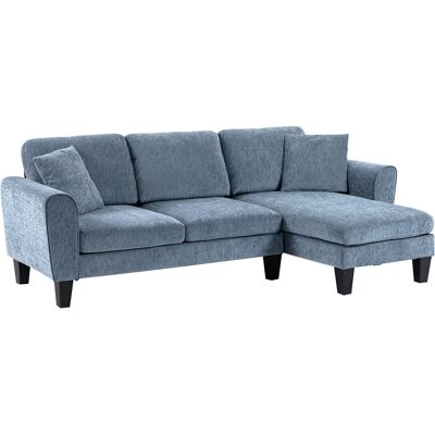 Homcom Sofá Rinconera Chaise Lounge Reversible Forma de L con 2 Cojines Carga 200 kg 230x138x87 cm Azul Oscuro Espacioso Aosom España Homcom Sofá Rinconera Chaise Lounge Reversible Forma de L con 2 Cojines Carga 200 kg 230x138x87 cm Azul Oscuro Espacioso Aosom España
