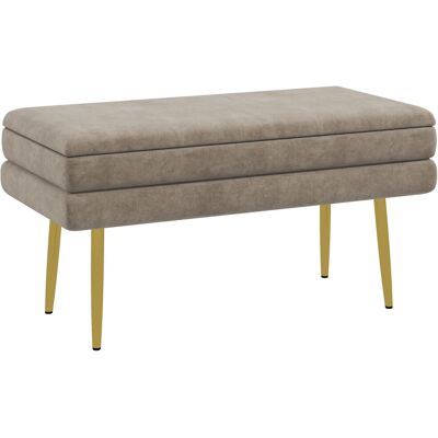 Homcom Banco de Almacenaje para Dormitorio 30L Tapizado en Terciopelo con Patas de Acero 79,5x37,5x43 cm Beige Homcom Banco de Almacenaje para Dormitorio 30L Tapizado en Terciopelo con Patas de Acero 79,5x37,5x43 cm Beige