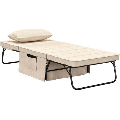 Homcom Sillón Cama Tapizado en Lino con Respaldo Ajustable de 5 Niveles Almohada Acolchada 75x80x74 cm Crema Homcom Sillón Cama Tapizado en Lino con Respaldo Ajustable de 5 Niveles Almohada Acolchada 75x80x74 cm Crema