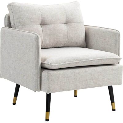 Homcom Sillón de Salón Moderno Tapizado en Lino con Reposabrazos Asiento Acolchado y Patas de Acero 76x68x80 cm Crema Homcom Sillón de Salón Moderno Tapizado en Lino con Reposabrazos Asiento Acolchado y Patas de Acero 76x68x80 cm Crema