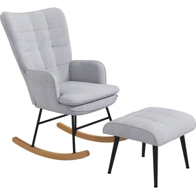 Homcom Silla Mecedora con Reposapiés Mecedora para Lactancia con Cojín Acolchado y Reposabrazos Carga 130 kg Gris Claro Homcom Silla Mecedora con Reposapiés Mecedora para Lactancia con Cojín Acolchado y Reposabrazos Carga 130 kg Gris Claro