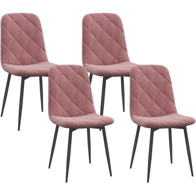 Homcom Conjunto de 4 sillas de comedor con respaldo, tela de terciopelo, sillón 45 x 54 x 87 cm Rosa Homcom Conjunto de 4 sillas de comedor con respaldo, tela de terciopelo, sillón 45 x 54 x 87 cm Rosa
