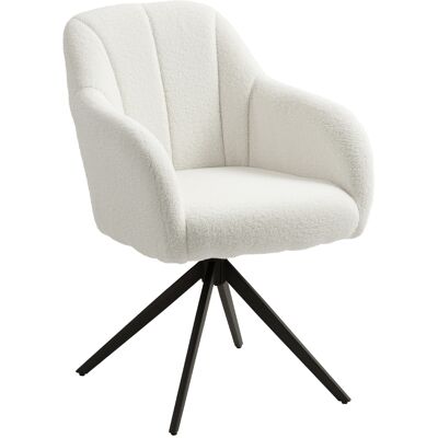 Homcom Sillón de salón giratorio capitoné gran confort base de acero y tela de peluche tipo borreguito blanco Homcom Sillón de salón giratorio capitoné gran confort base de acero y tela de peluche tipo borreguito blanco