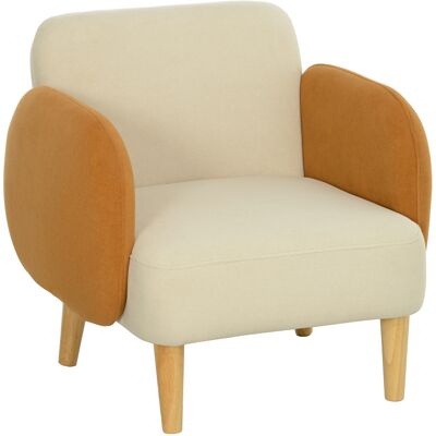 Homcom Butaca para Dormitorio con Reposabrazos y Patas de Madera Sofá Individual Carga 120 kg Beige y Ocre Homcom Butaca para Dormitorio con Reposabrazos y Patas de Madera Sofá Individual Carga 120 kg Beige y Ocre