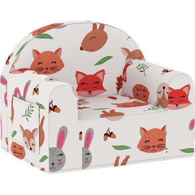 AIYAPLAY Sillón Infantil con Estampado de Zorros Sofá para Niños de 18-36 Meses con Funda Extraíble y Bolsillo 54x40x43 cm Blanco AIYAPLAY Sillón Infantil con Estampado de Zorros Sofá para Niños de 18-36 Meses con Funda Extraíble y Bolsillo 54x40x43 cm Blanco
