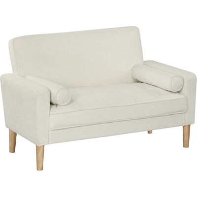 Homcom Sofá de 2 Plazas Tapizado en Terciopelo 130 cm con Asiento Capitoné y Patas de Madera para Espacios Pequeños Crema Homcom Sofá de 2 Plazas Tapizado en Terciopelo 130 cm con Asiento Capitoné y Patas de Madera para Espacios Pequeños Crema