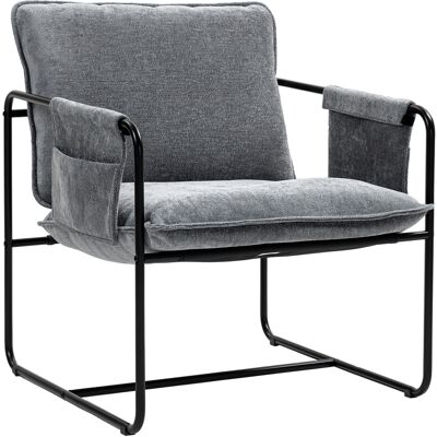 Homcom Butaca Moderna para Relax con Tapizado en Chenilla Estructura de Acero y Reposabrazos con Bolsillos 68x76x81 cm Gris Homcom Butaca Moderna para Relax con Tapizado en Chenilla Estructura de Acero y Reposabrazos con Bolsillos 68x76x81 cm Gris