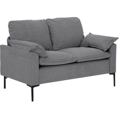 Homcom Sofá de 2 Plazas Tapizado en Terciopelo con Patas de Metal Reposabrazos Acolchado 130x77x84 cm Gris Homcom Sofá de 2 Plazas Tapizado en Terciopelo con Patas de Metal Reposabrazos Acolchado 130x77x84 cm Gris